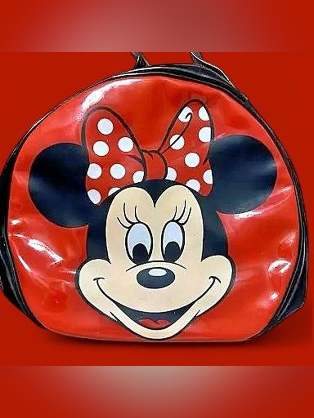 Fun & Vibrant Minnie Mouse Round Bag/Backpack w Bonus Pink Bunny Candy Dispenser